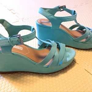 Pastel Green T Strap Platform Heels